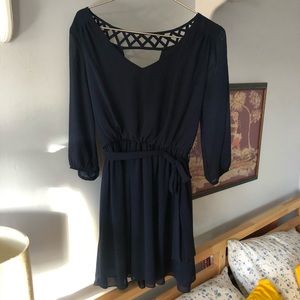 Navy blue chiffon dress